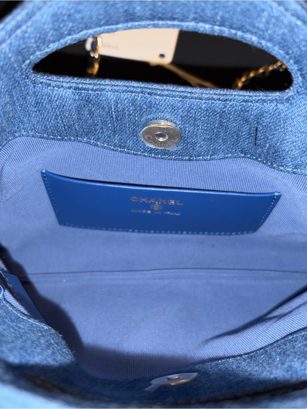 NWT CHANEL shopper 31 (nano)  Quilted Denim Mini Top-Handle Bag in Blue - Picture 7 of 16